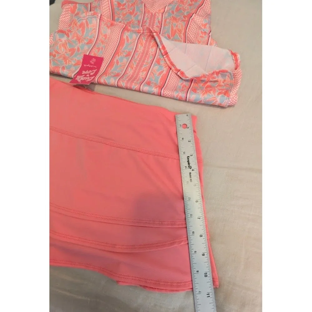 Lucky in Love Tank and Skort Set Girls Size M 10-12 Coral Pink Golf Tennis NWT